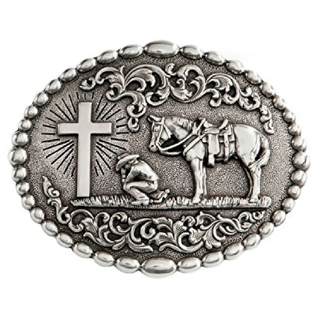 Engraved Cowboy Prayer Belt Buckle 37374