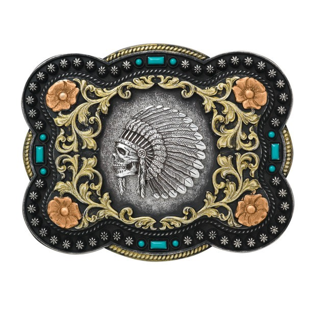 INDIAN CHIEF SKULL BUCKLE - ACC BUCKLE - 37038