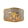Longhorn Cactus Antique Gold & Silver Buckle 37910